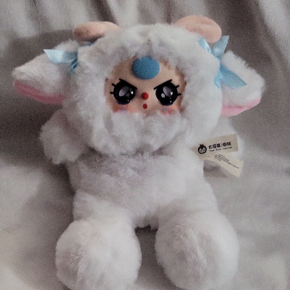 Baby Three Cute White Plush Cosmetic/ Pencil Bag with Crying Eyes